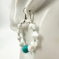handmade white & turquoise blue loop beaded EARRINGS jewelry NEW vintage beads