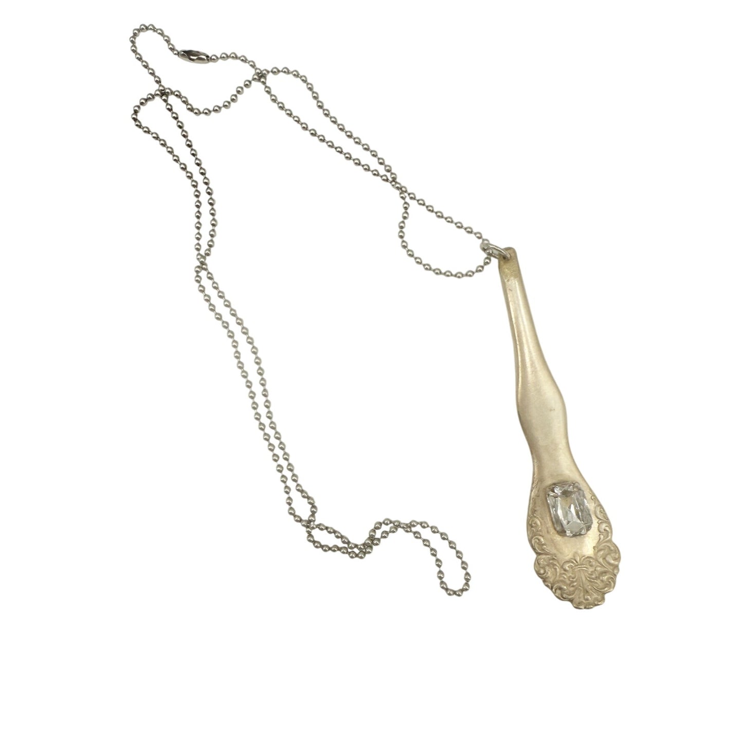 Pendant Necklace 1835 R Wallace 12 vintage silverware handle rhinestone jewelry