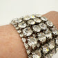 vintage 1.75" wide Rhinestone Bracelet clear iridescent stones costume jewelry
