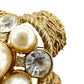 vintage gold faux pearls clear rhinestones BROOCH jewelry pin
