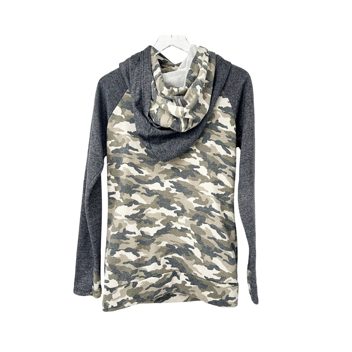 Ampersand Avenue dark gray & camo Double Hooded Sweatshirt Top MEDIUM hoodie
