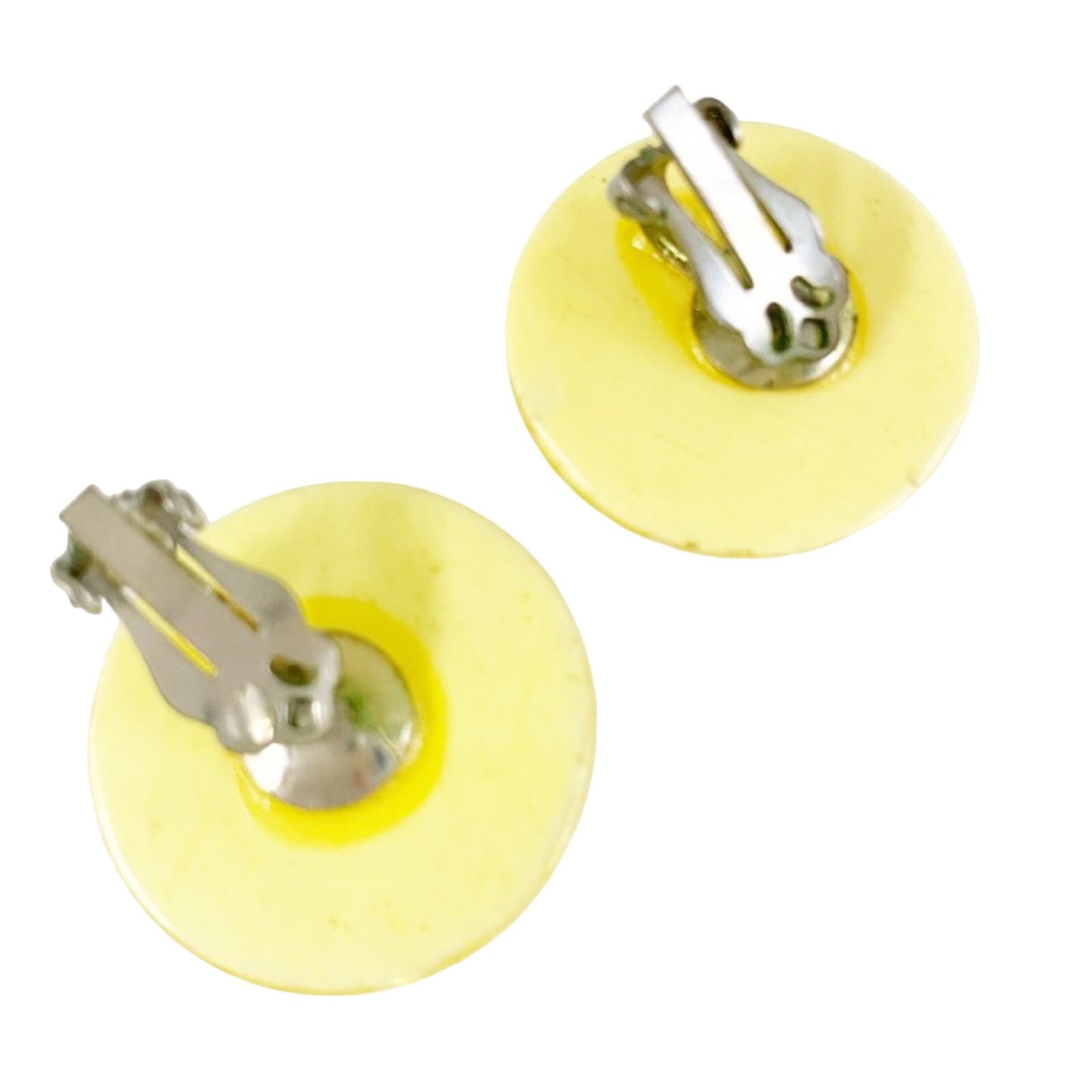 vintage round sparkly yellow clip-on EARRINGS costume jewelry