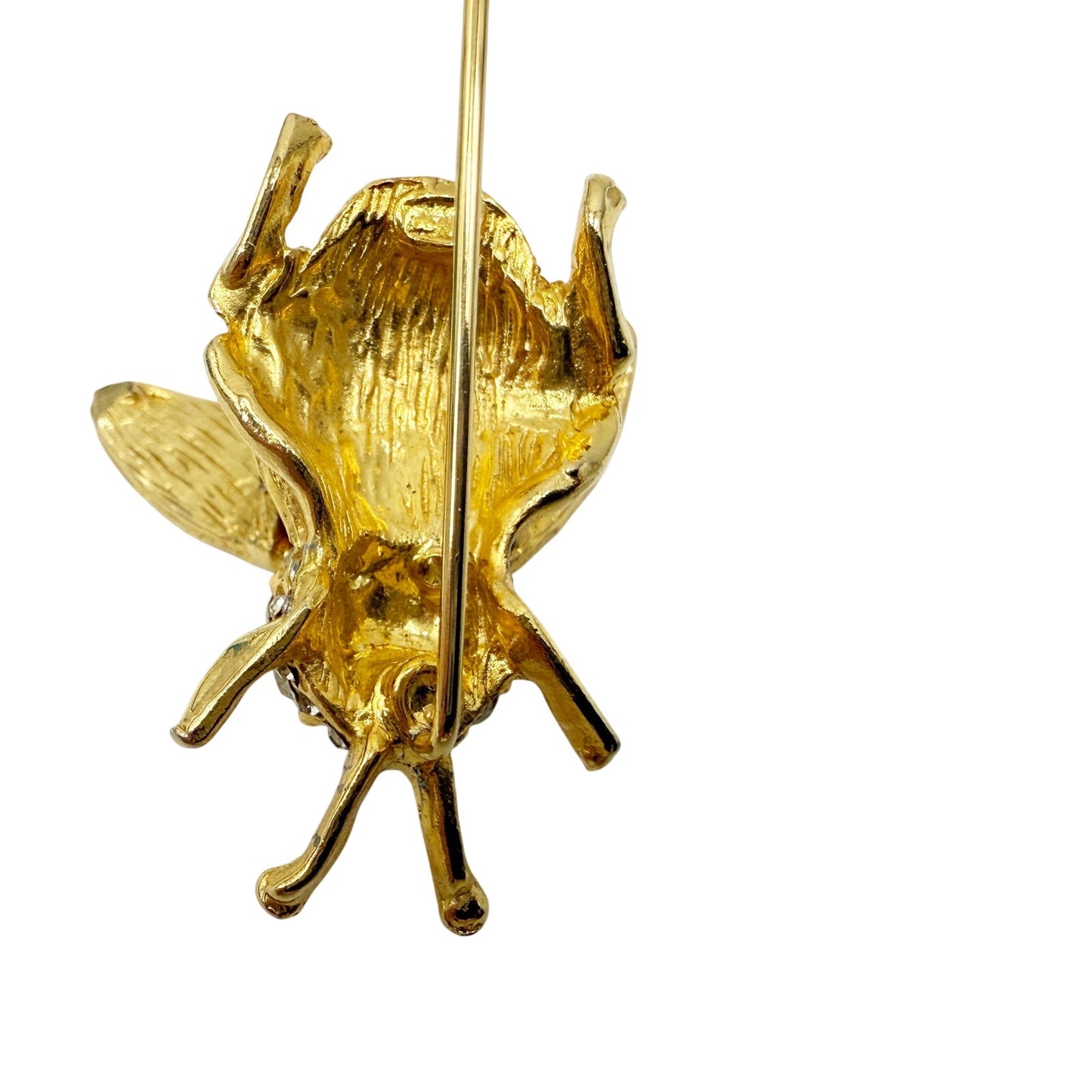 vintage Bee Bug rhinestones & gold Trembler jewelry Stick Pin hat collar lapel