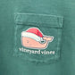 vineyard vines teal green Christmas Whale Tee women's XS t-shirt top Santa hat