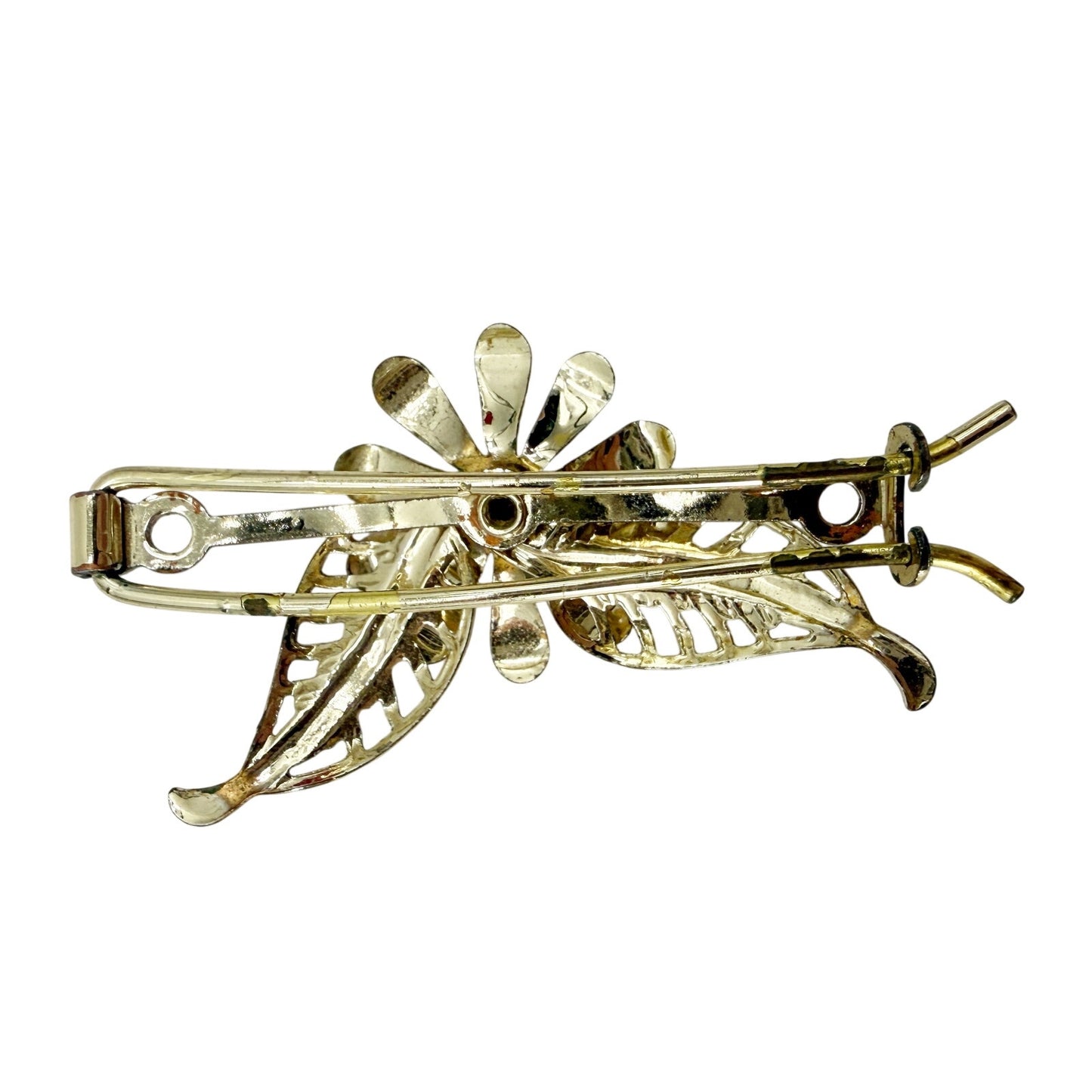 vintage silver flower light blue rhinestone Hair Fork Pin retro fashion jewelry