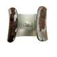 AV Max brown & silver leather wrapped Concave Cuff Bracelet camo jewelry NY