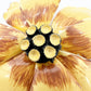 vintage enamel yellow & brown metal flower BROOCH floral. jewelry pin