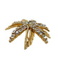 vintage Lisner gold & rhinestones starflower flower BROOCH floral jewelry pin