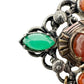 vintage orange green & silver BROOCH jewelry pin
