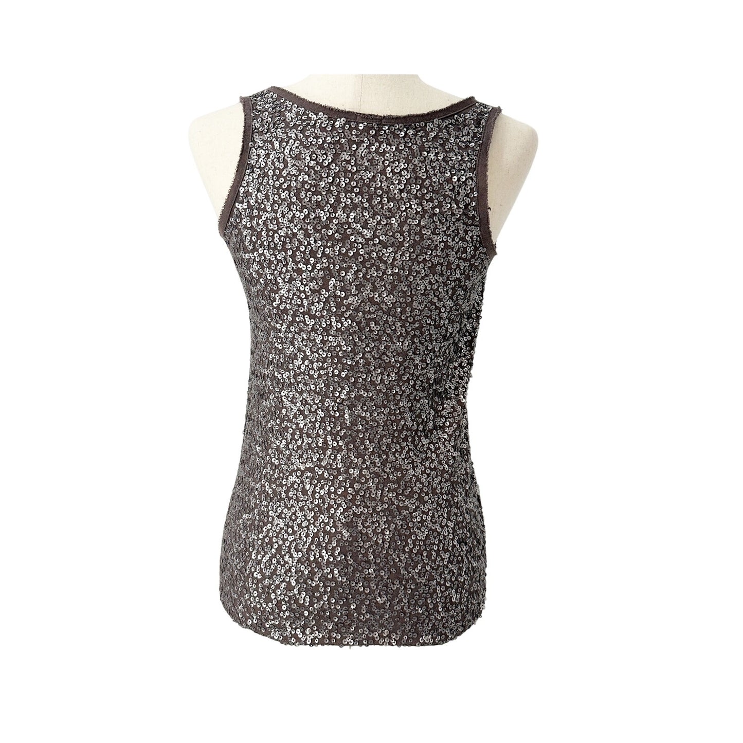 J. Crew dark gray sequin Tank Top women's XS raw edges