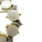 vintage silver pearlescent stones & rhinestones round BROOCH jewelry pin