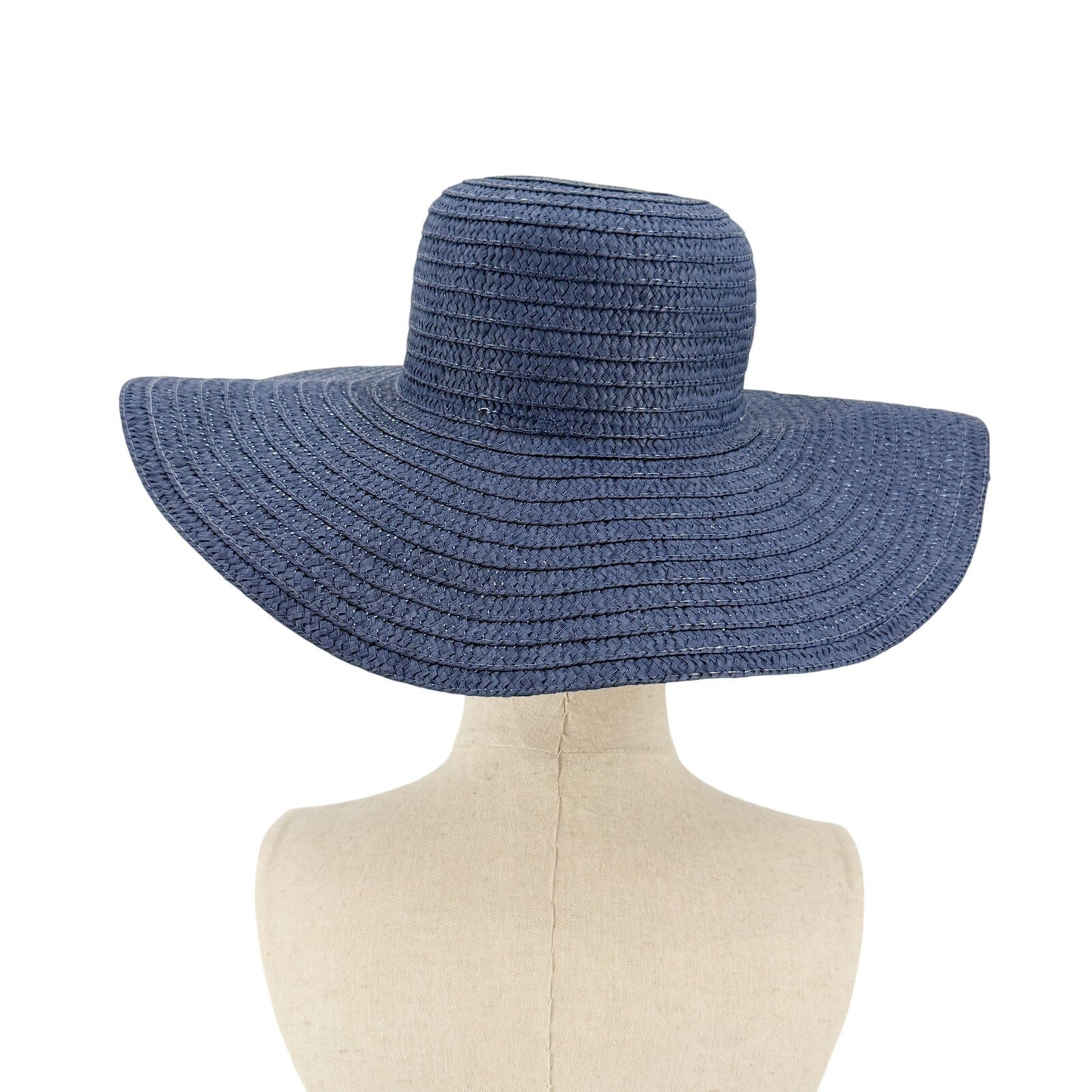 navy blue SUMMER silver sequins Floppy straw sun Hat beach shade coastal casual