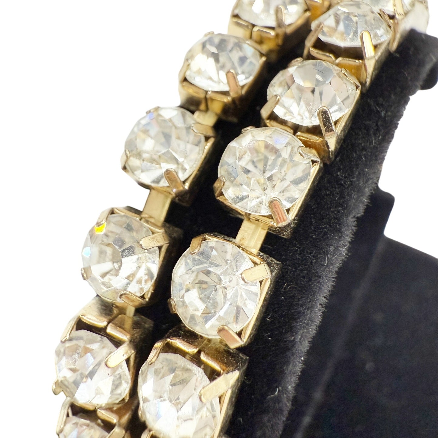 two vintage strands of clear Rhinestones stretch Bracelets costume jewelry