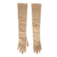vintage champagne satin Stretchies Dress Gloves women's SMALL elbow length