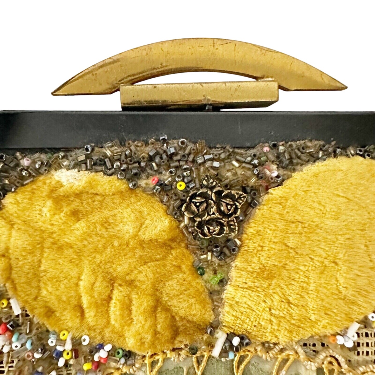 vintage Veldore of Houston embellished Handbag velvet beads needlepoint purse