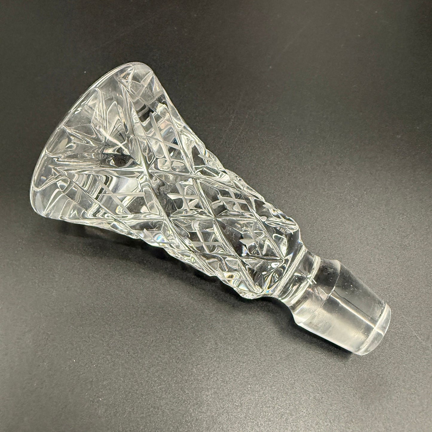 15" crystal cut glass Decanter & Stopper | vintage barware