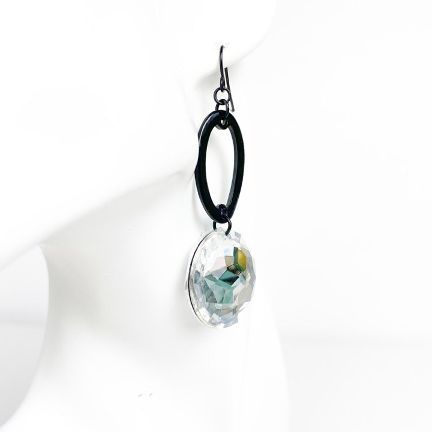 large rhinestone black loop dangling EARRINGS jewelry