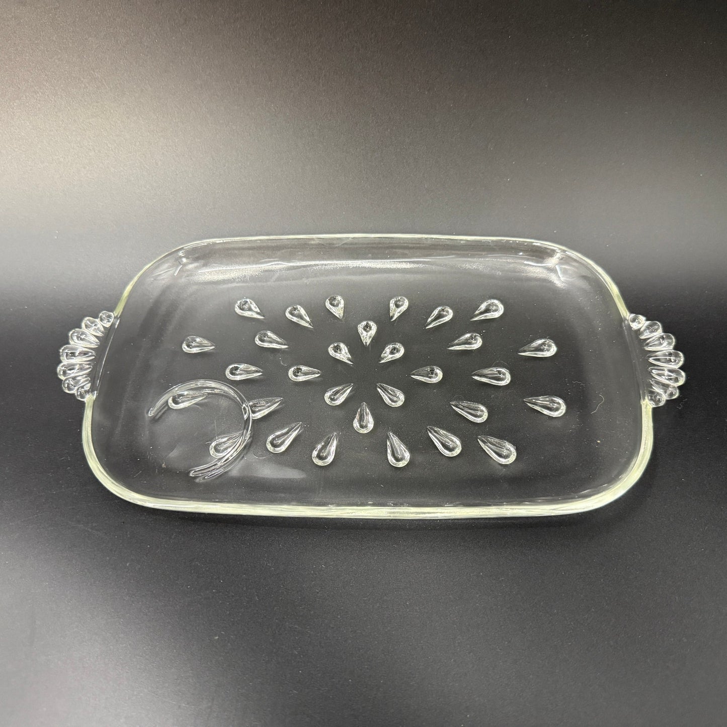 set of 5 vintage Hazel-Atlas Informal clear teardrop Snack Plates glassware