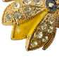 vintage gold yellow black enamel Flying Insect Brooch jewelry pin rhinestones