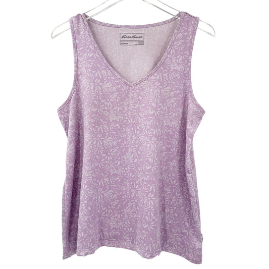 Eddie Bauer lavender purple floral Sleep Shirt womens LARGE sleepwear pajama top