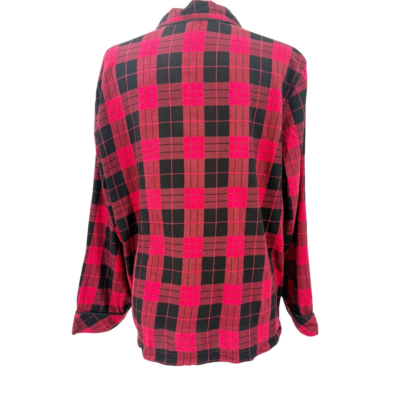 Victoria's Secret red & black plaid Pajama Lounge Top women's LARGE shirt