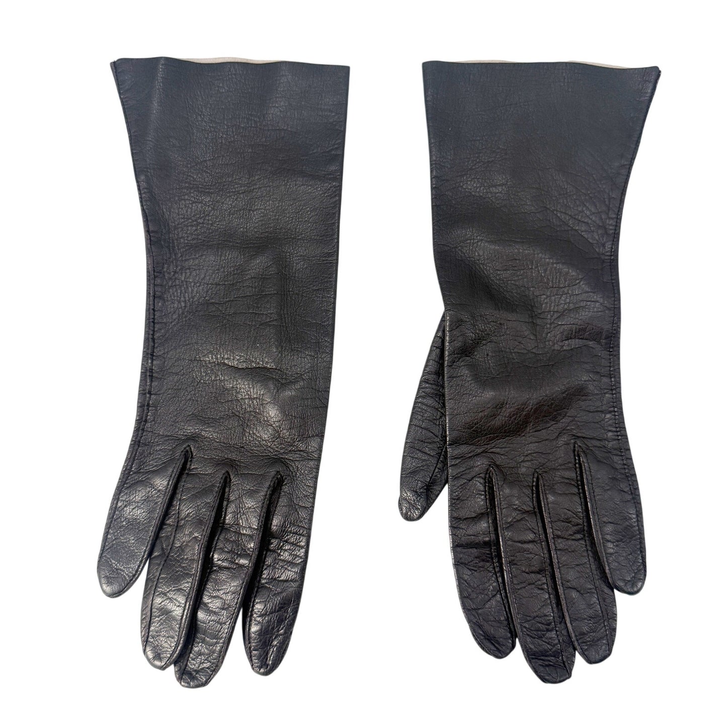 vintage Fownes black leather Fashion Dress Gloves womens 7 small medium washable