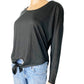Gianni Bini black pullover TOP tie front blouse size XS extra small NEW