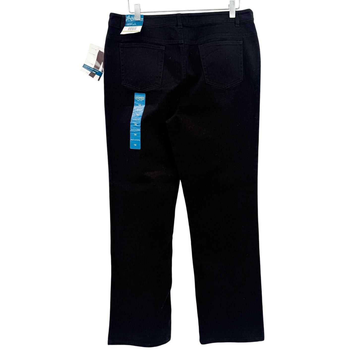 Jones New York black Shape Control denim Jeans women's 14 straight leg pants NEW