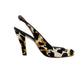 BCBGirls animal print Calf Hair Sling Back Heels shoes 7 brown cream yellow
