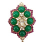 vintage Juliana D&E green purple gold BROOCH tassel dangle chain jewelry pin