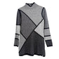 Title Nine gray & black Merino Wool geometric Tunic Sweater Dress women's MEDIUM