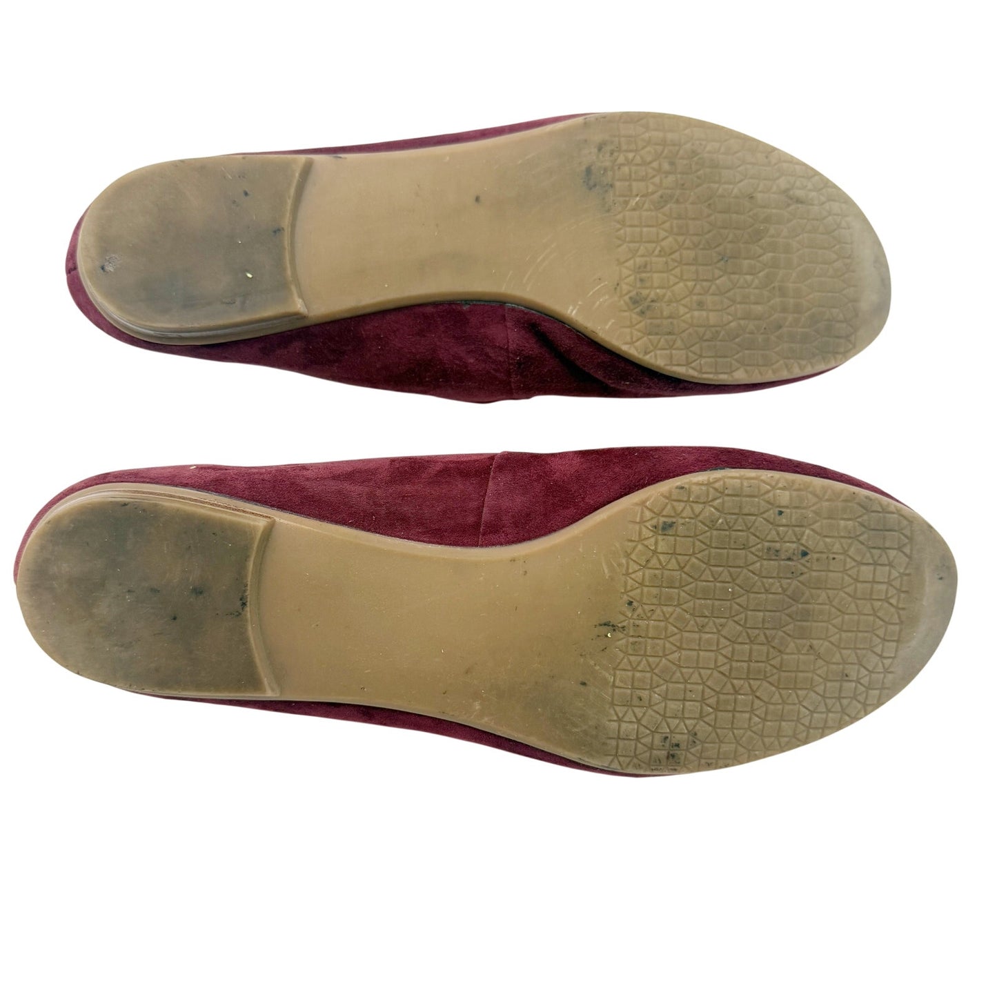 Audrey Brooke burgundy Winny Ballet Flats size 7M shoes suede leather scalloped