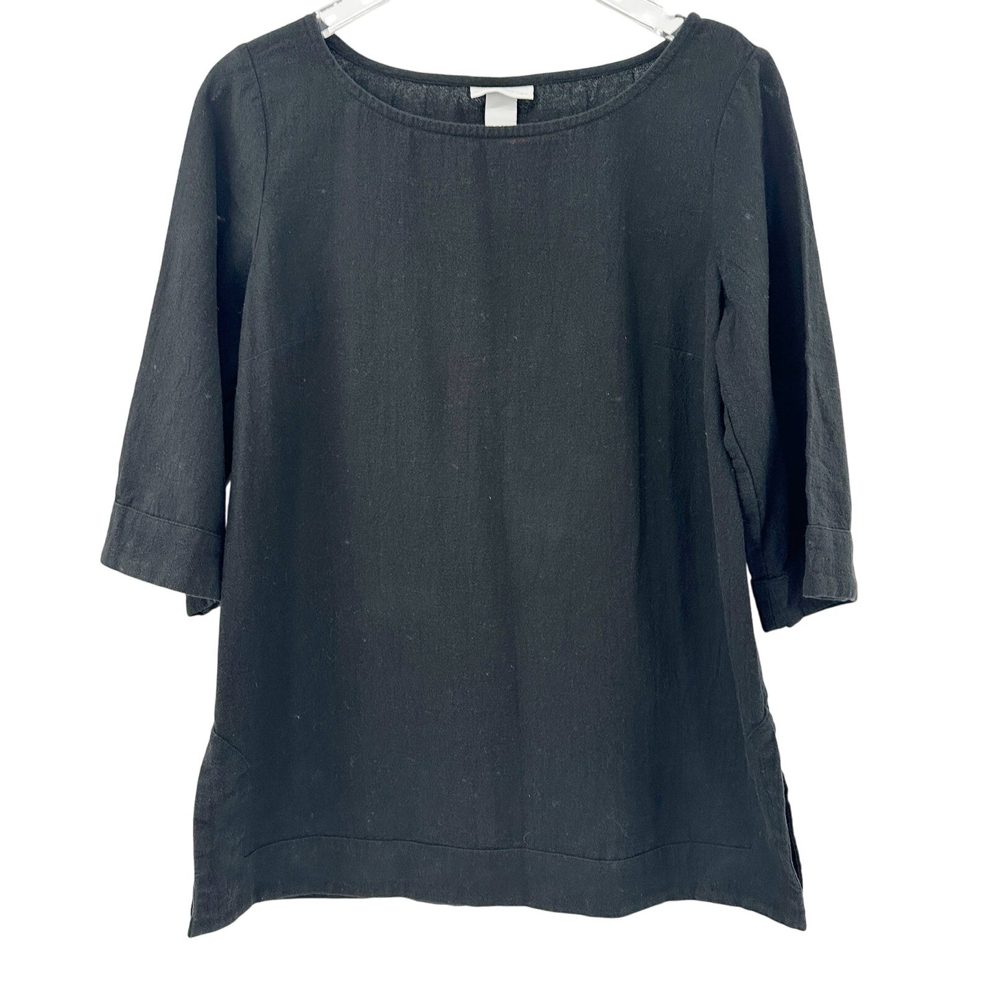 Soft Surroundings solid black Tunic Top 3/4 sleeves women's Medium Petite MP