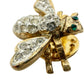 vintage rhinestones & gold tone metal Bee Lapel Pin insect jewelry Ballou Reg'd