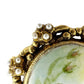 vintage gold painted flower cameo faux pearls BROOCH pendant floral jewelry pin