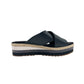 Timberland black leather gray white jute Slide Sandals women's 6 shoes Ortholite