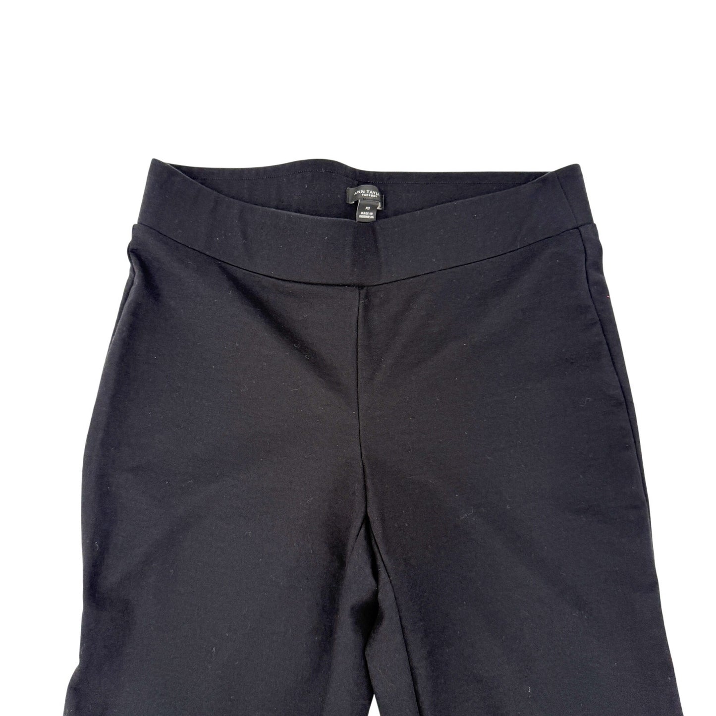 Ann Taylor Factory black knit Pants women's XS straight leg pull on leggings