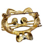 vintage gold & black kitty cat face head BROOCH jewelry pin bow tie bead eyes