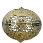 vintage brass metal shield medallion BROOCH dark orange goldstone jewelry pin