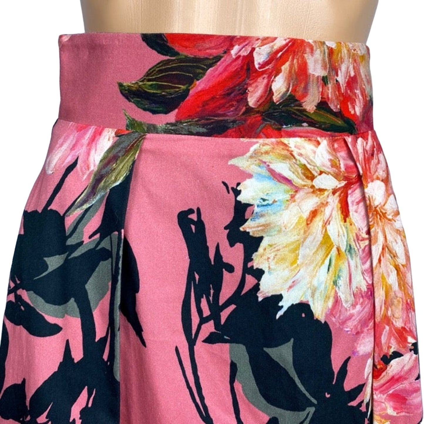 BLACK HALO pink floral Sanibel Coral midi SKIRT size 4 new $200