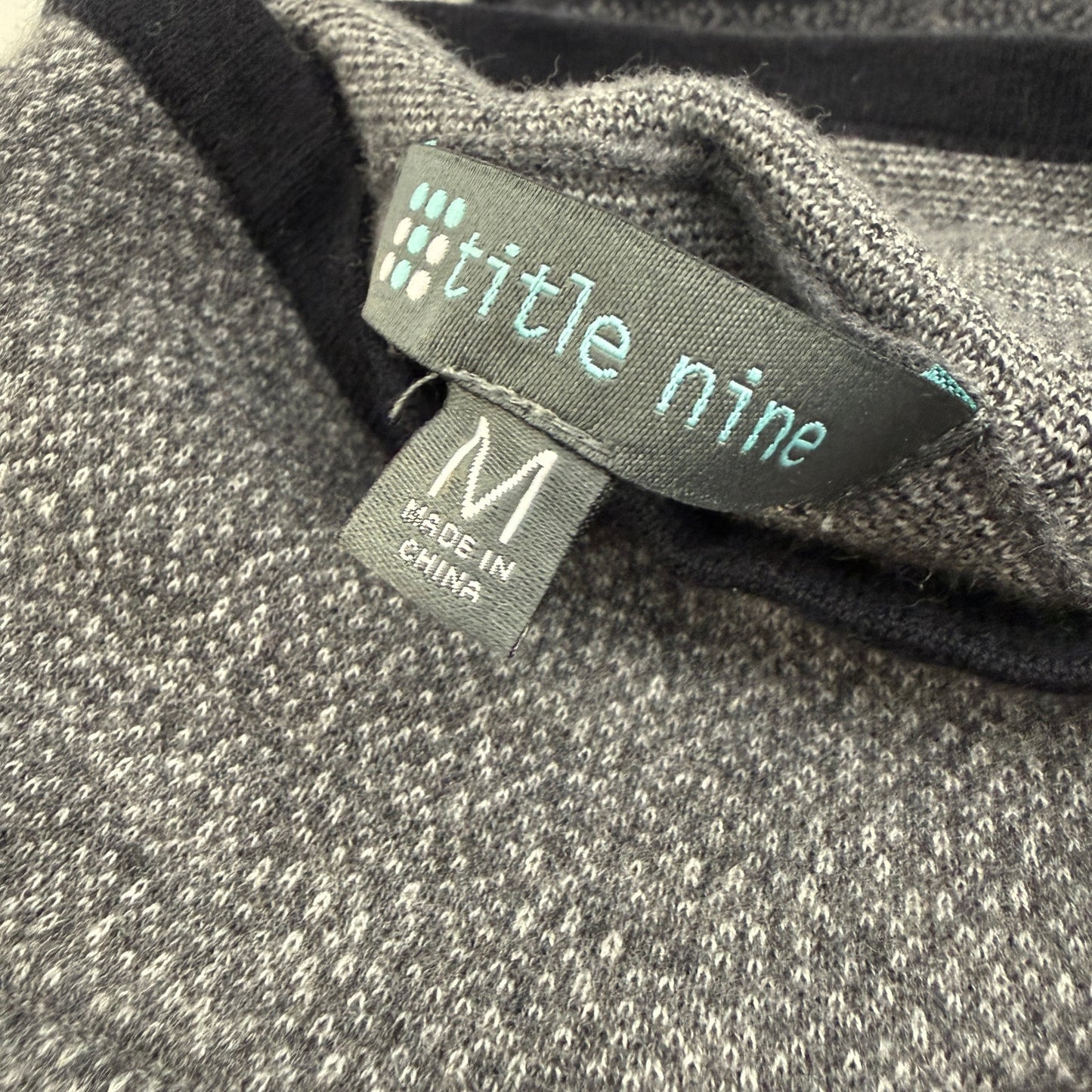 Title Nine gray & black Merino Wool geometric Tunic Sweater Dress women's MEDIUM
