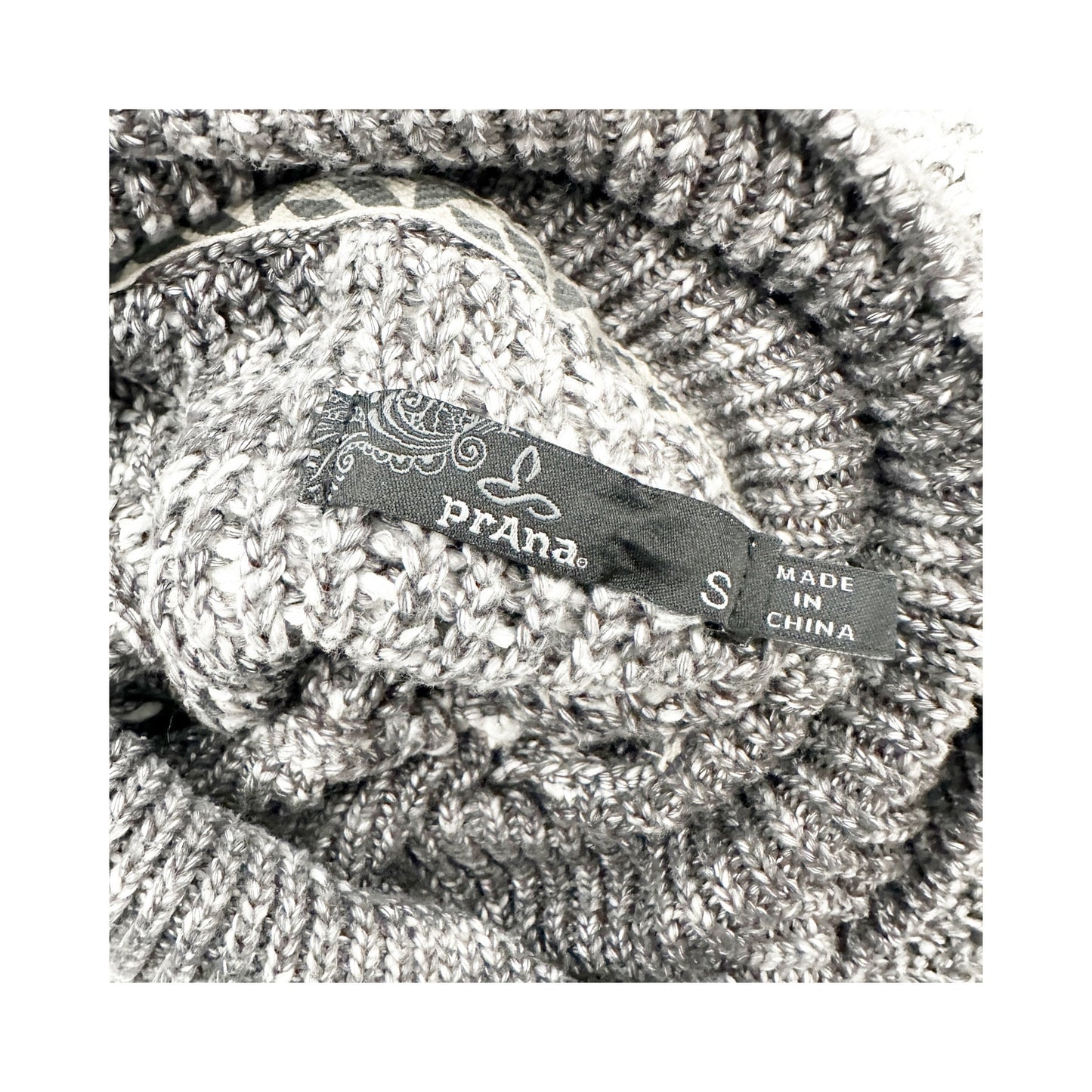 prAna gray & white Turtleneck Sweater Top women's SMALL