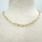 gold tone metal Paper Clip chain Necklace 16" length fashion jewelry