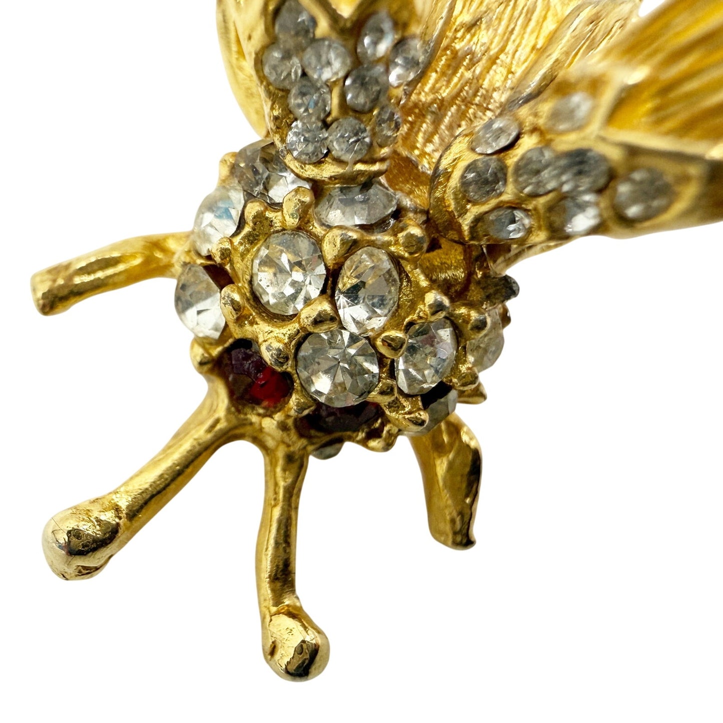 vintage Bee Bug rhinestones & gold Trembler jewelry Stick Pin hat collar lapel