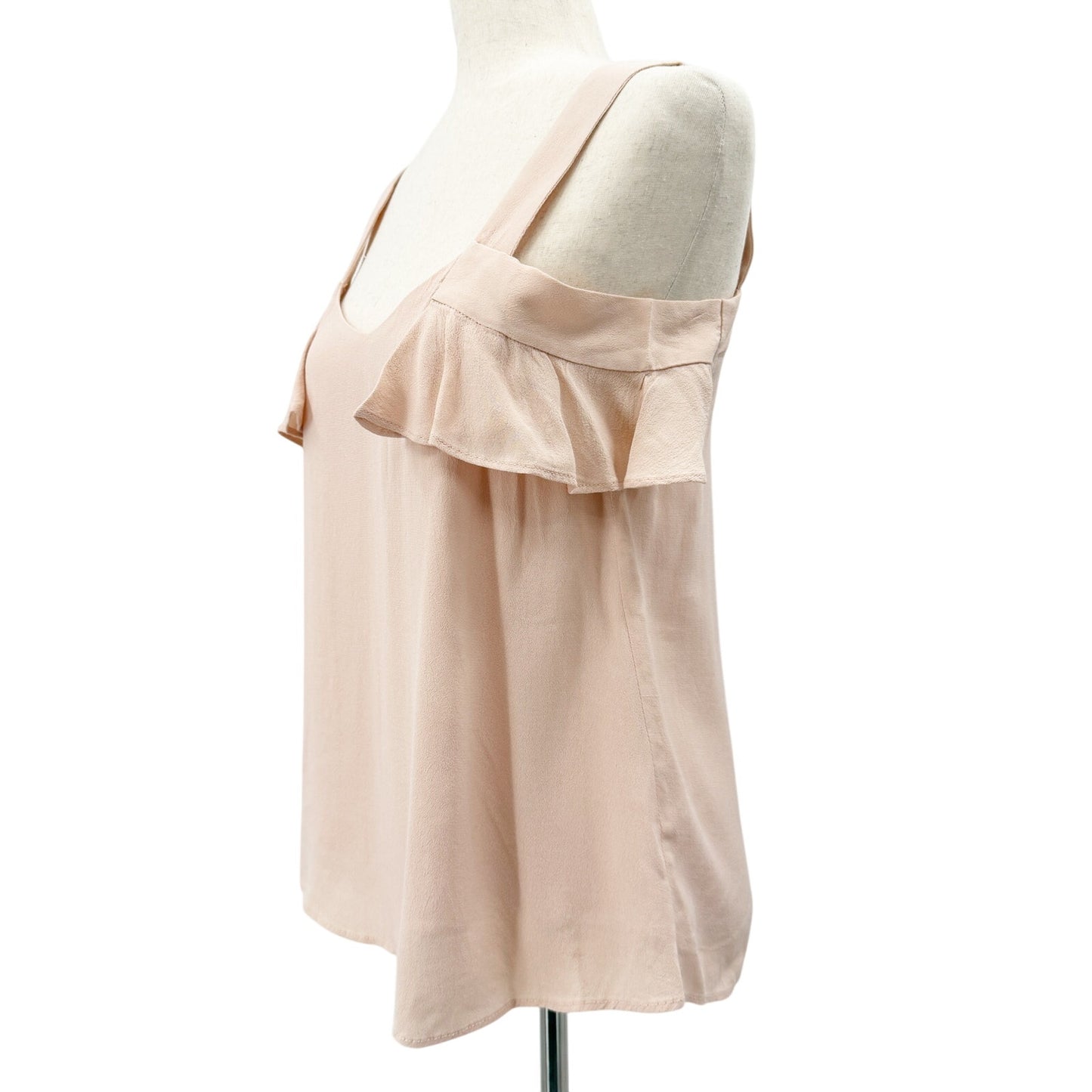 Sanctuary pale pink Tank Top women's SMALL off shoulder ruffled sleeves