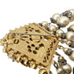 vintage Eugene gold & cascading faux pearls BROOCH floral costume jewelry pin