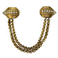 vintage gold clear rhinestones Double Dress Clip drape chain BROOCH jewelry pin