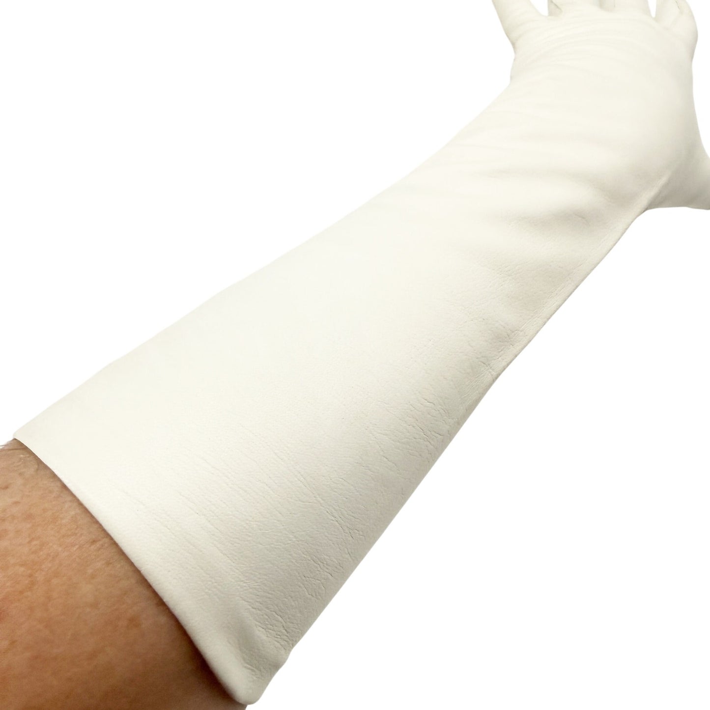 vintage Aris of Paris white leather Below Elbow Dress Gloves women's 7 small