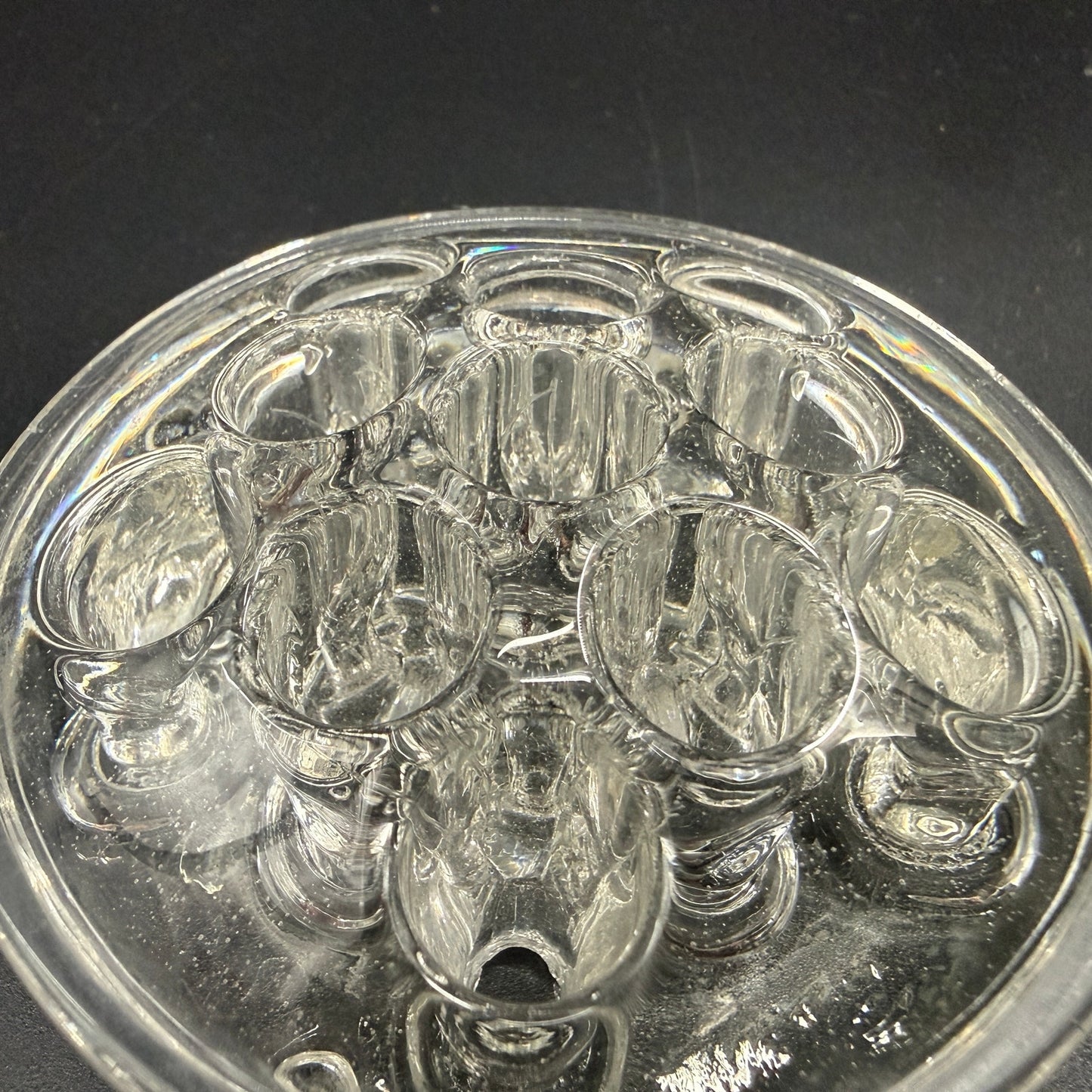 11 hole Flower Frog | vintage glassware
