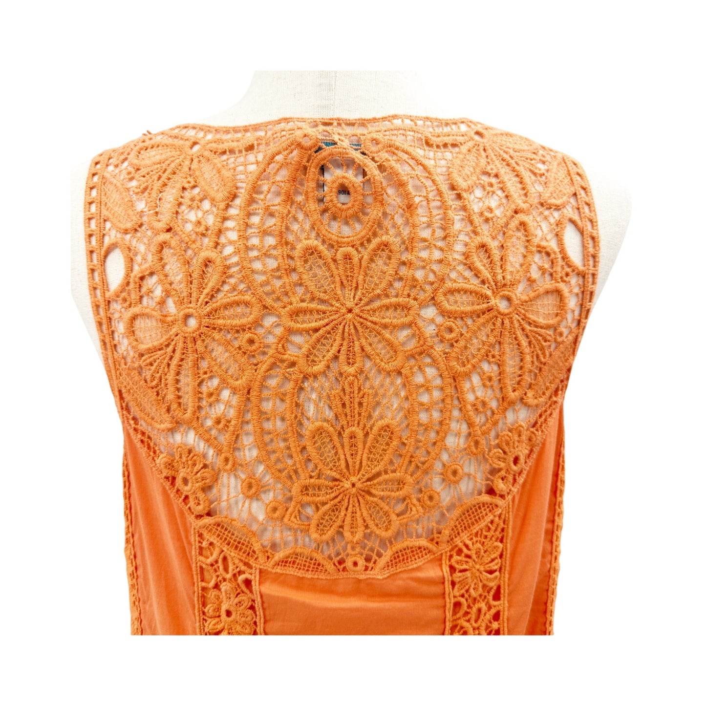 Sundance Amira orange lace pleated Summer casual Dress women's SMALL sundress